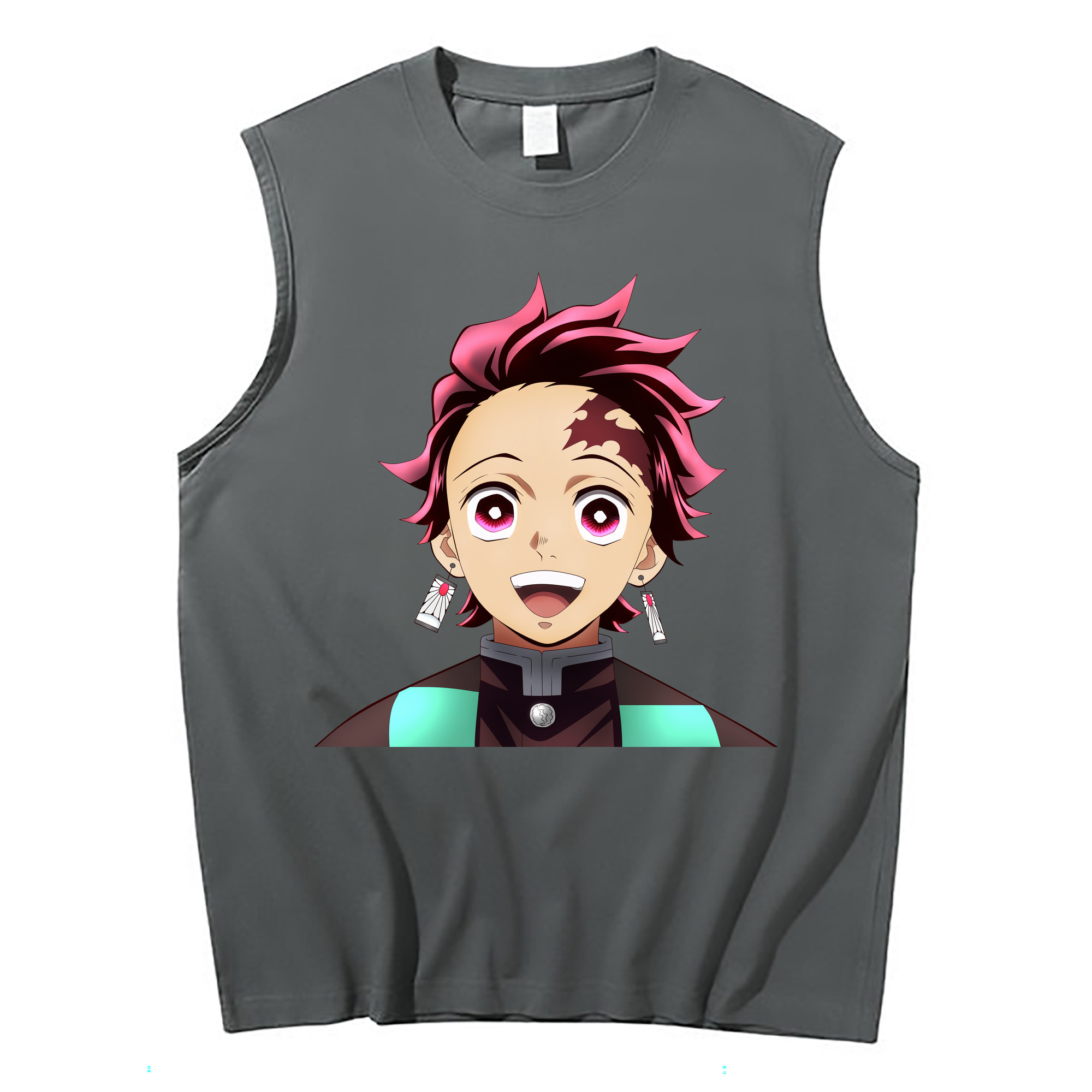 （画像用） 鬼滅の刃 竈門 炭治郎／かまど たんじろう Kamado Tanjirou コットン100％タンクトップ（フロントプリント）